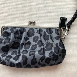 Gray cheetah Coach wristlet
